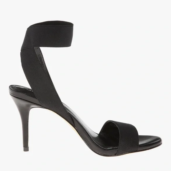 BCBGeneration BG-Halo Black Textile Ankle Strap Leather Heel Dress Sandala Sz 10 - Picture 5 of 14